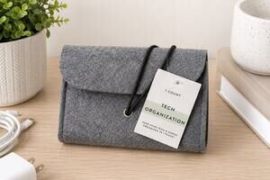 Target Canvas Zippered Pencil Case Gray Organizer Pouch Mesh Pocket School NWT